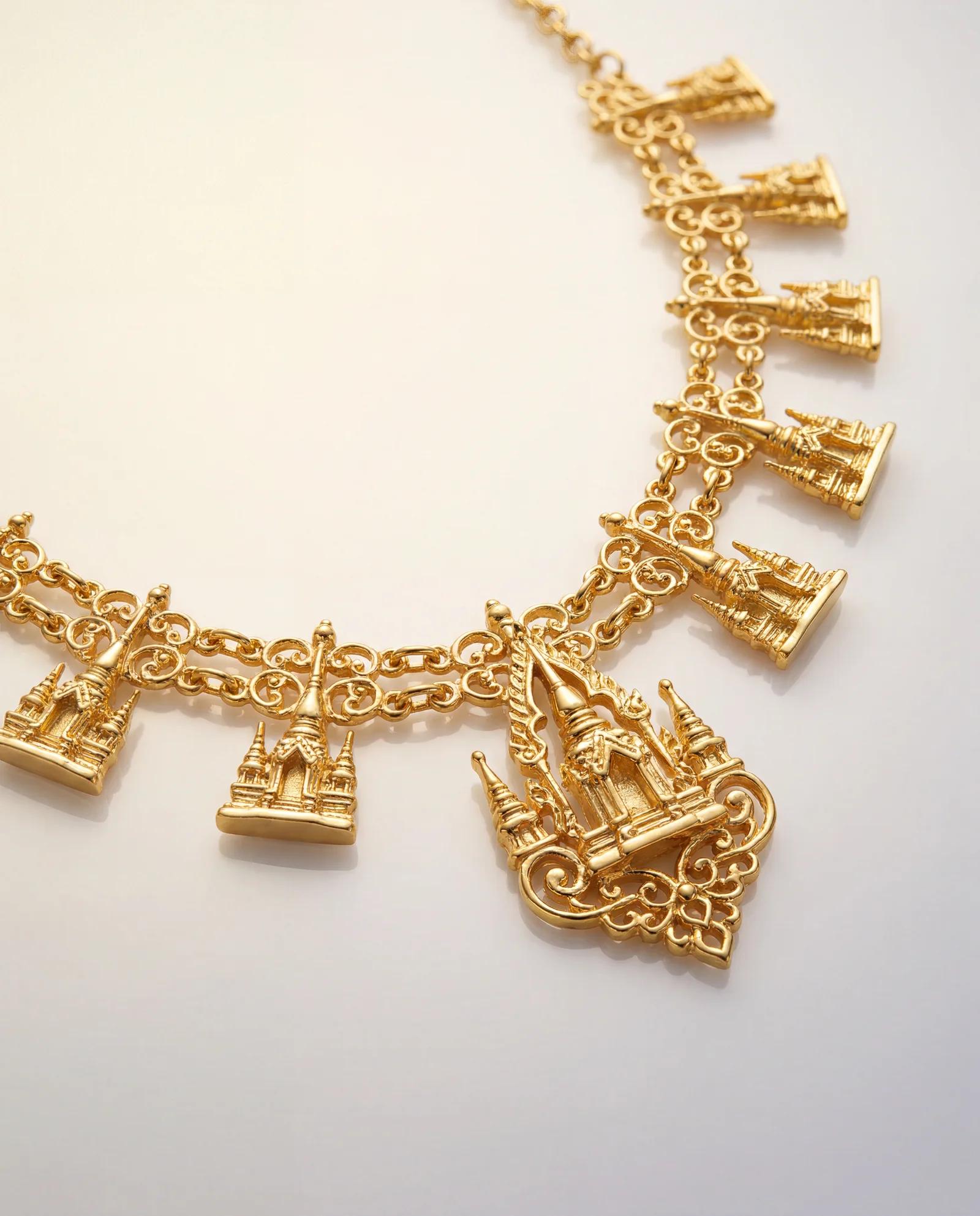 Колье «Аюттхая», 55 см — Бижутерный сплав, позолота 18K, ручная работа, Таиланд